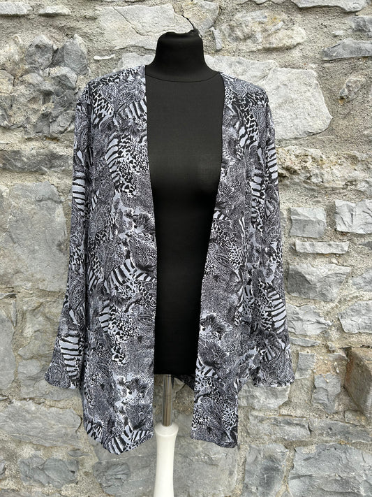 90s Black&white animal print open jacket uk 16