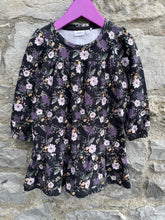 Load image into Gallery viewer, Floral black brushed dress  2-3y (92-98cm)

