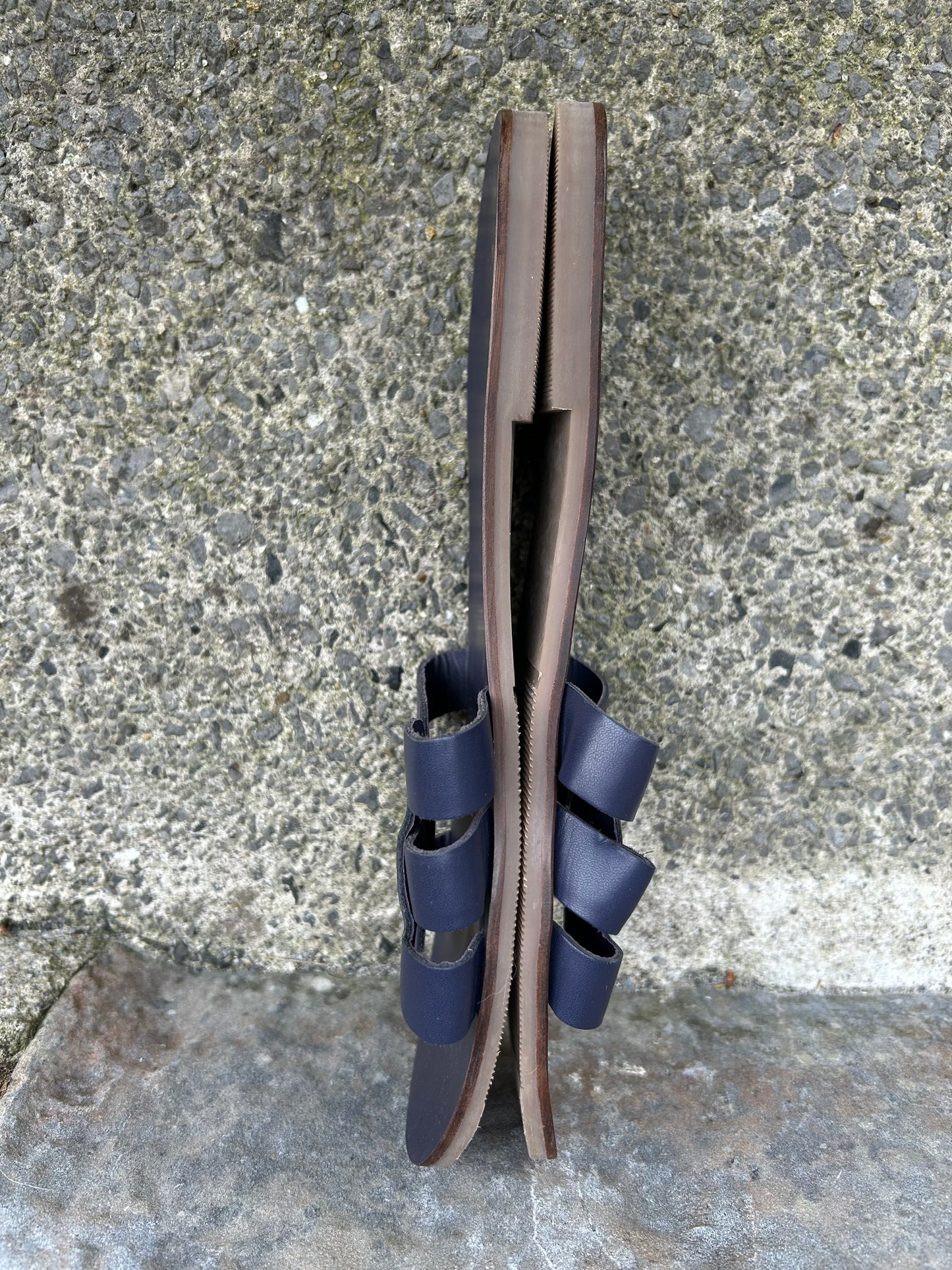 Navy slid on sandals  uk 8 (eu 42)