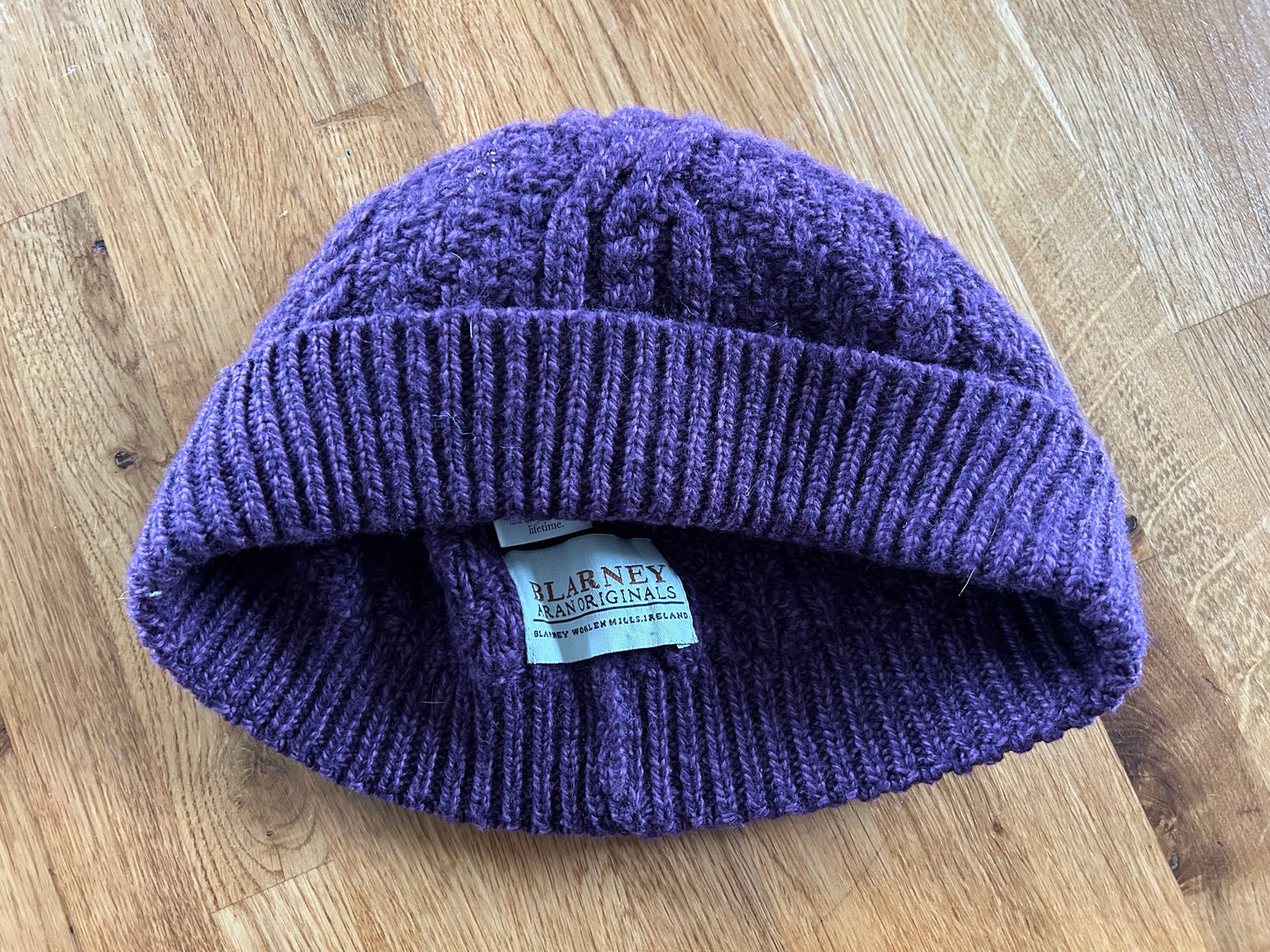 Purple woolly hat