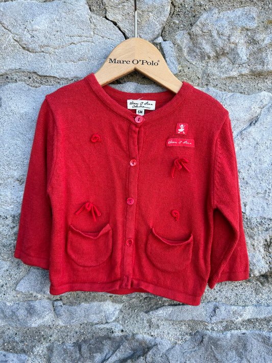 Red cardigan  3-6m (62-68cm)