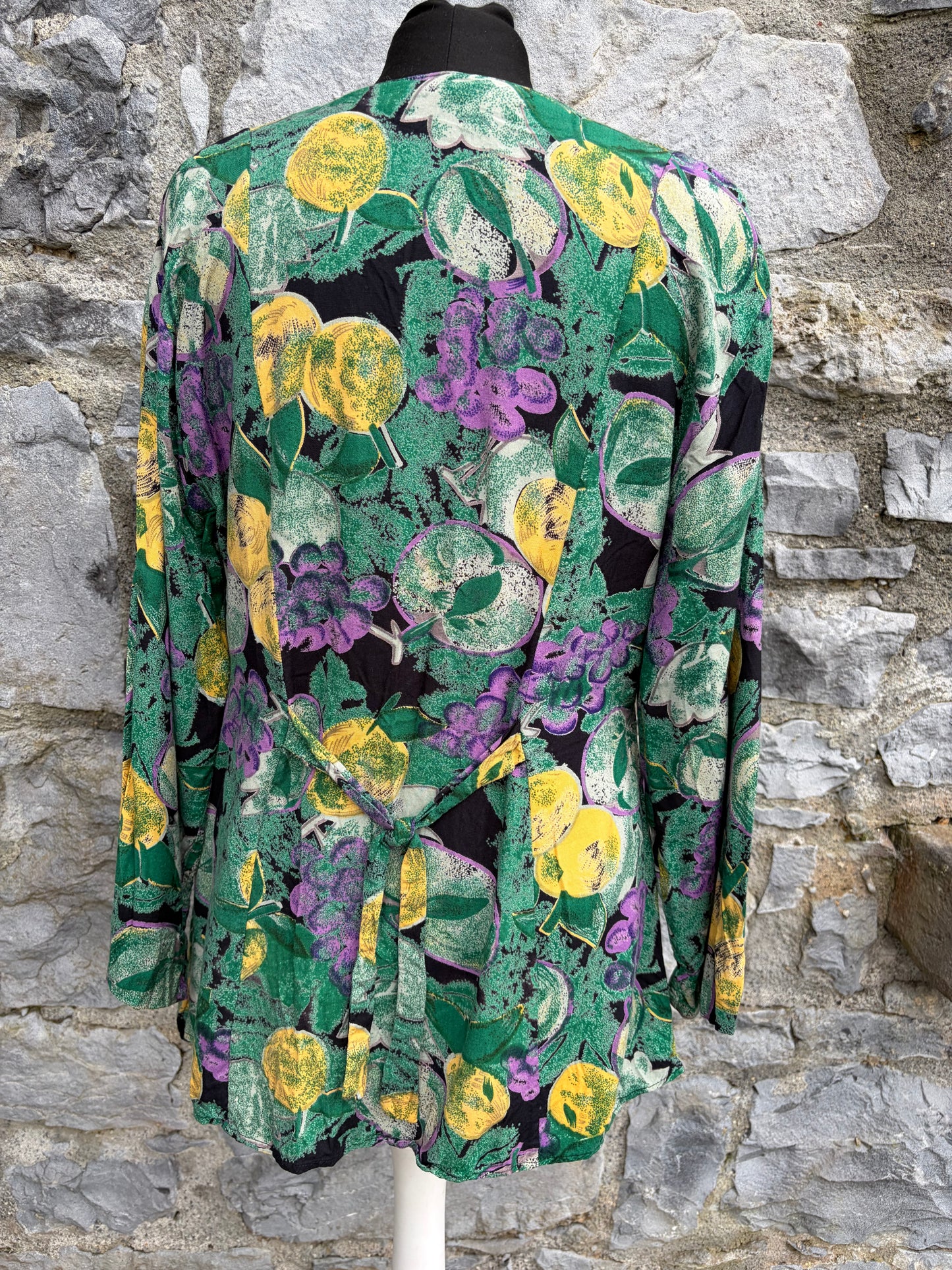 80s colourful fruit&flowers blouse uk 14