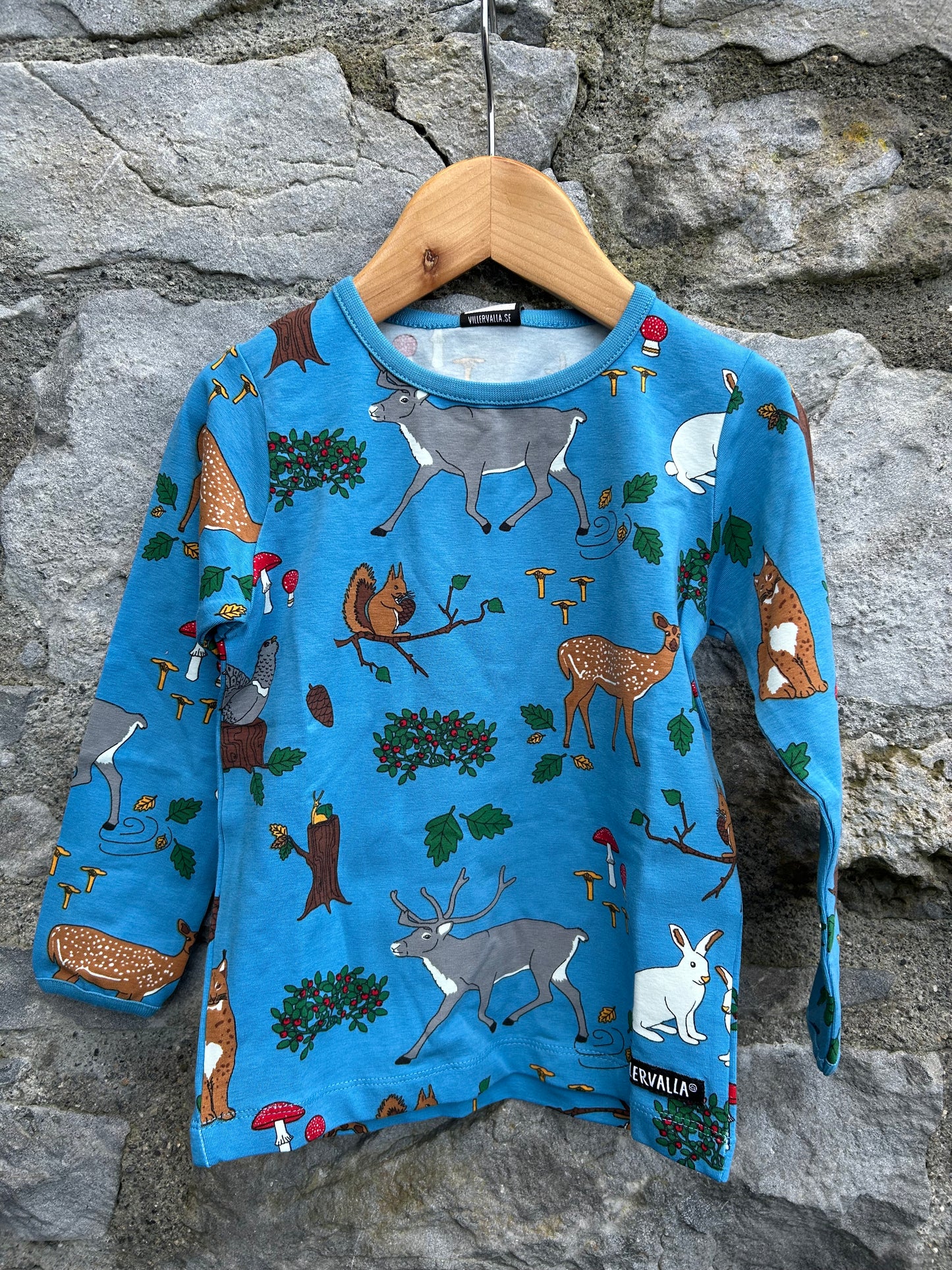 Forest Print blue top  2y (92cm)