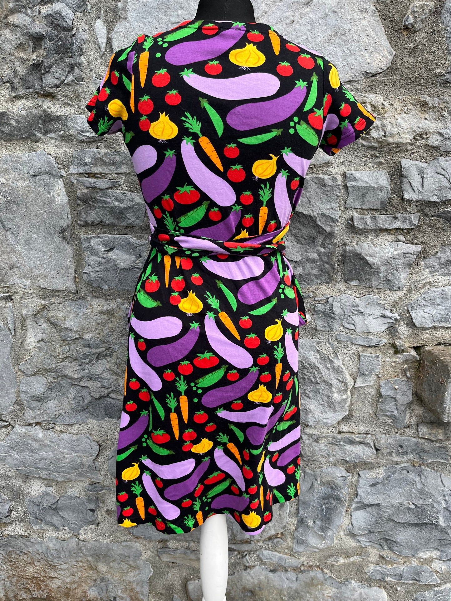 Colourful vegetables wrap dress uk 8-10