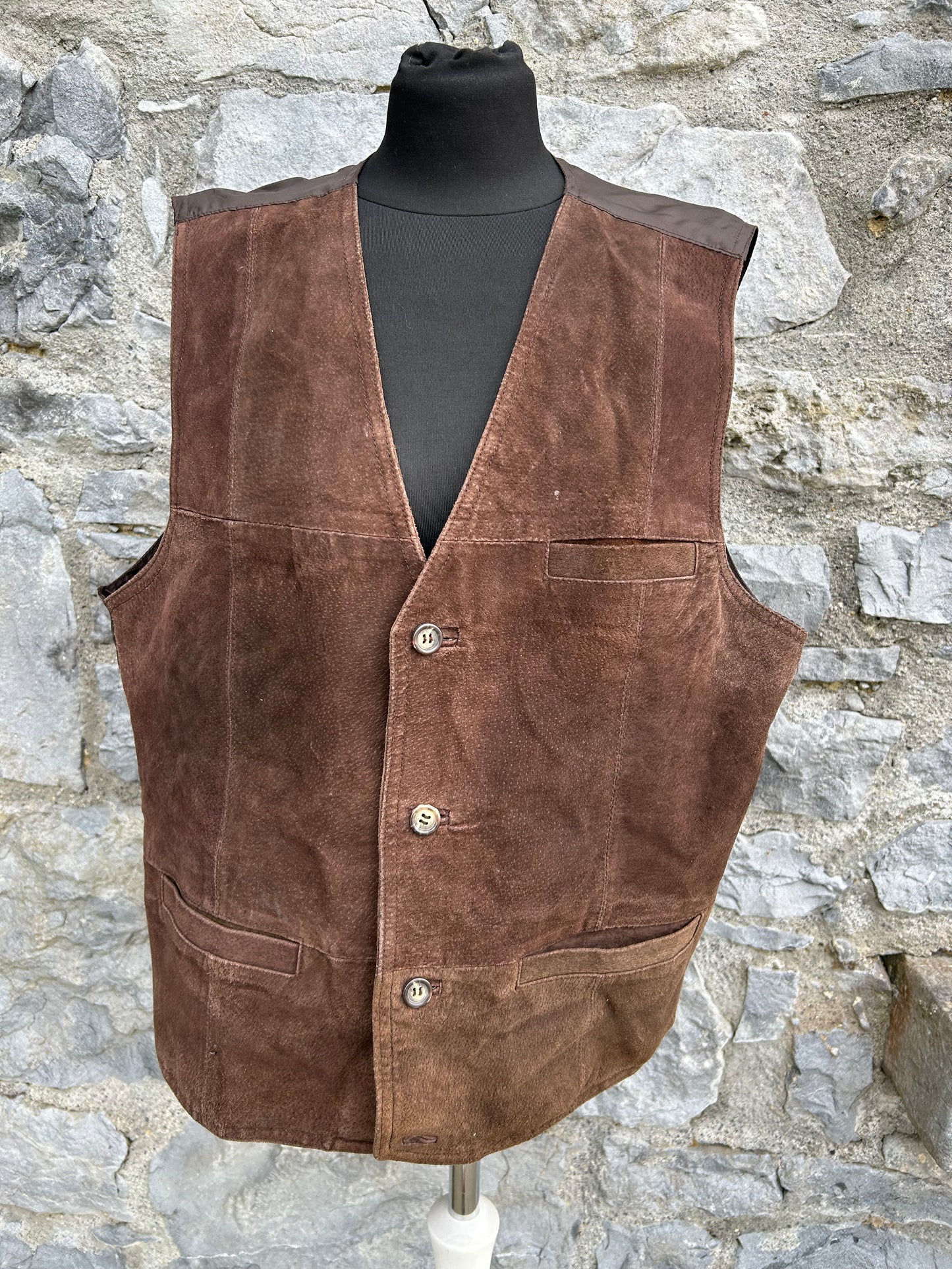 90s brown suede waistcoat Large