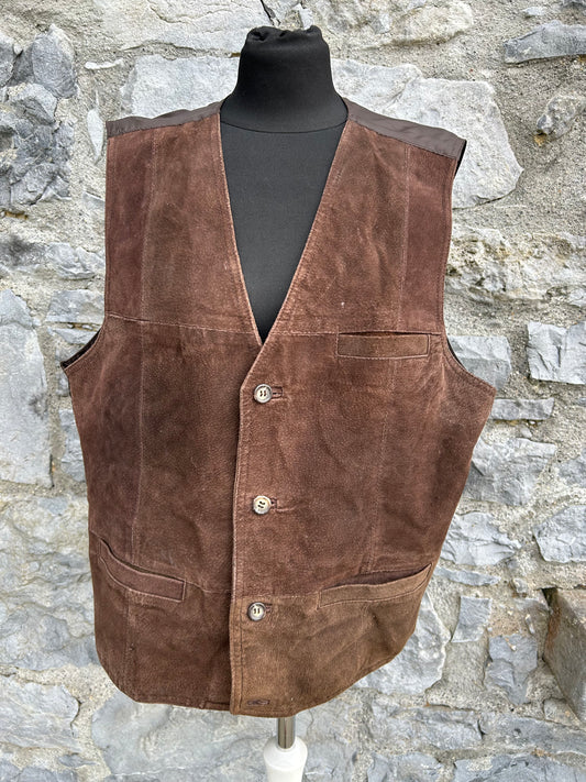 90s brown suede waistcoat Large