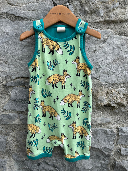 Foxes green short dungarees 3-6m (62-68cm)