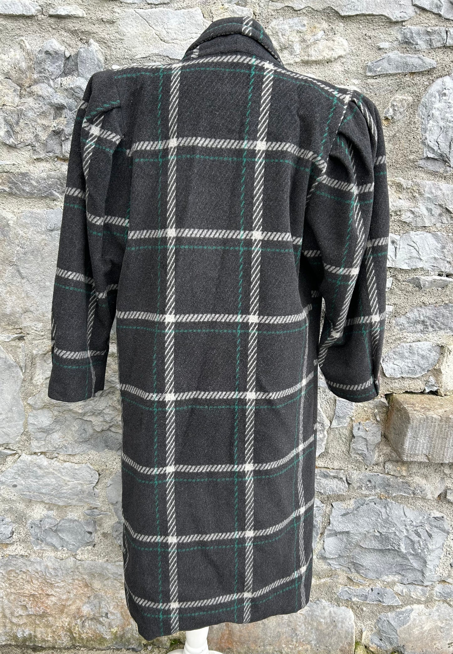 90s grey check coat uk 14-16