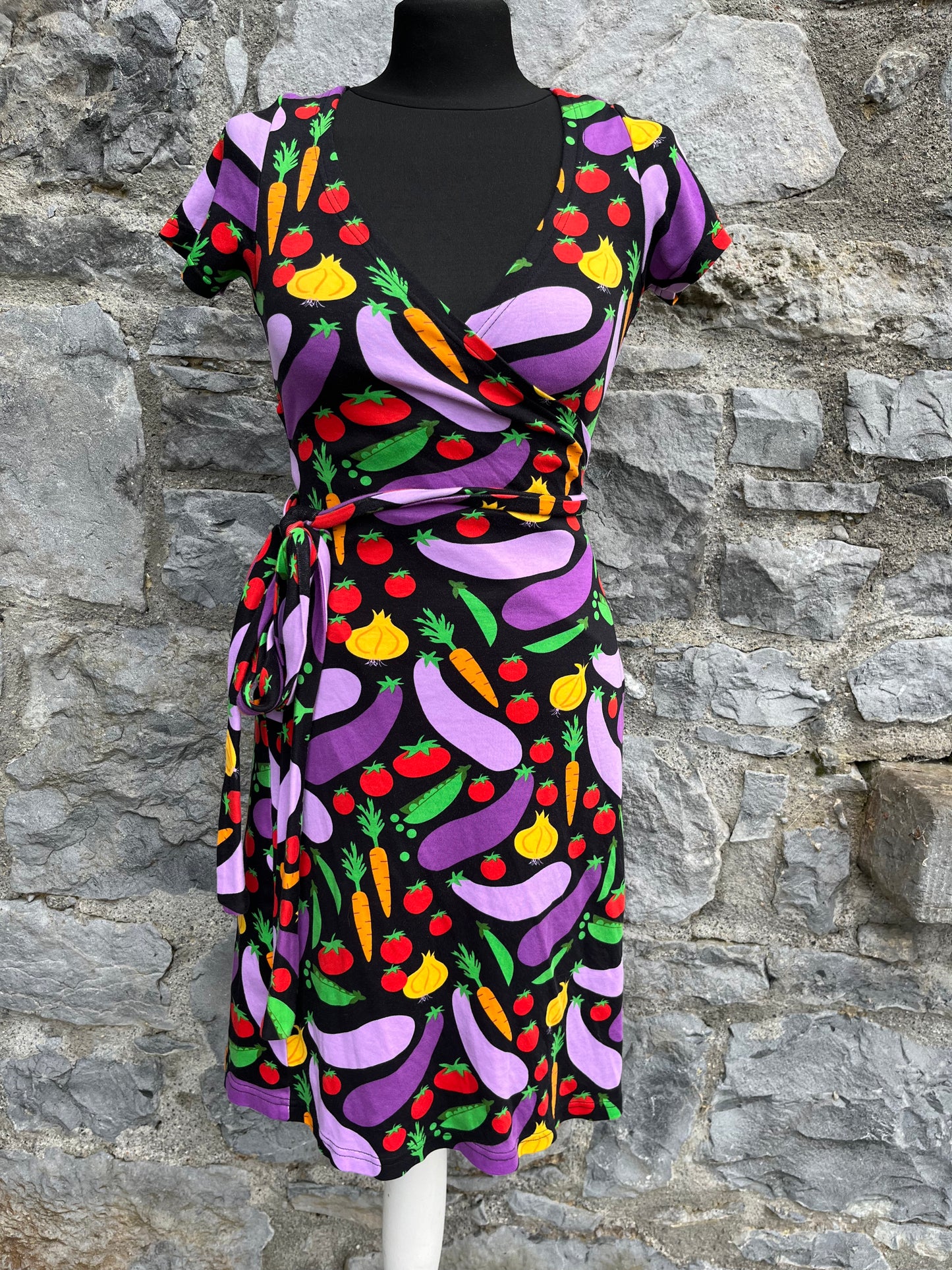 Colourful vegetables wrap dress uk 8-10