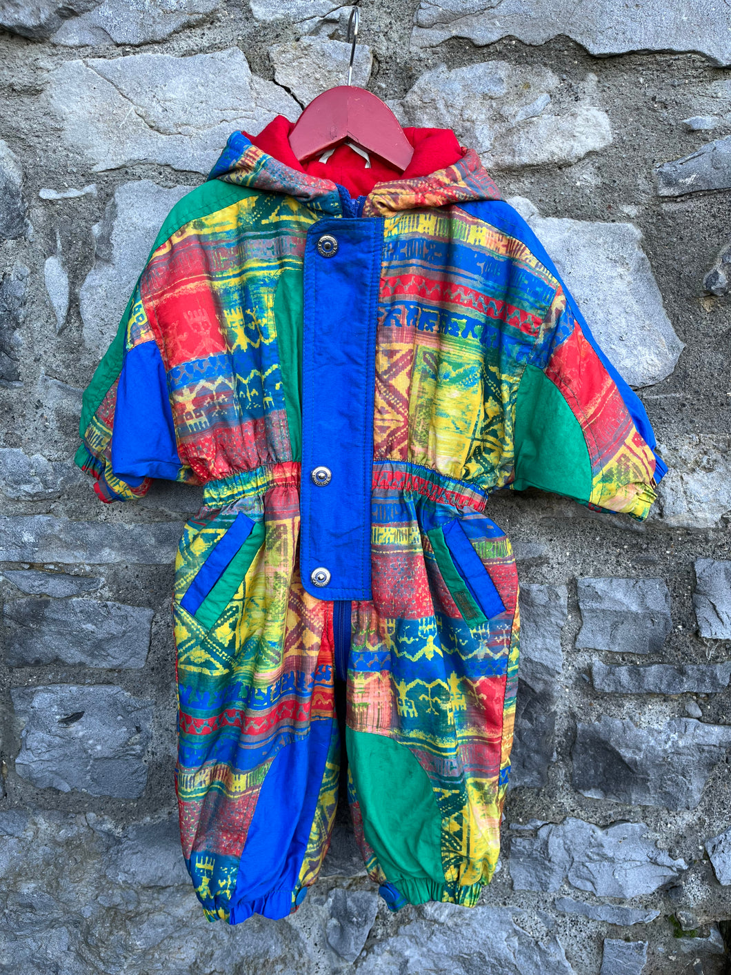 80s abstract winter suit  9-12m (74-80cm)