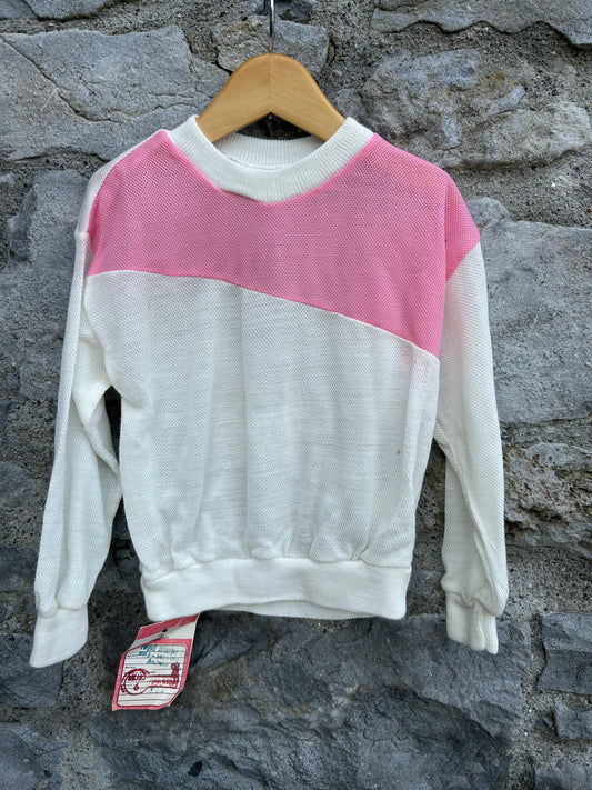 80s pink&white top  3-4y (98-104cm)