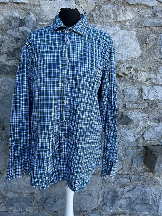 90s Green&blue check shirt M-L