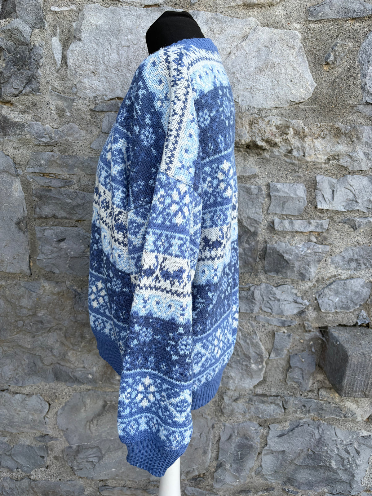 90s blue geometric panels jumper uk 12-14
