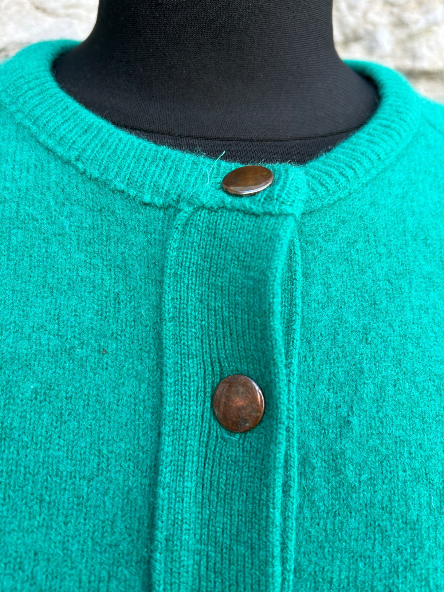 80s green woollen cardigan uk 10-12