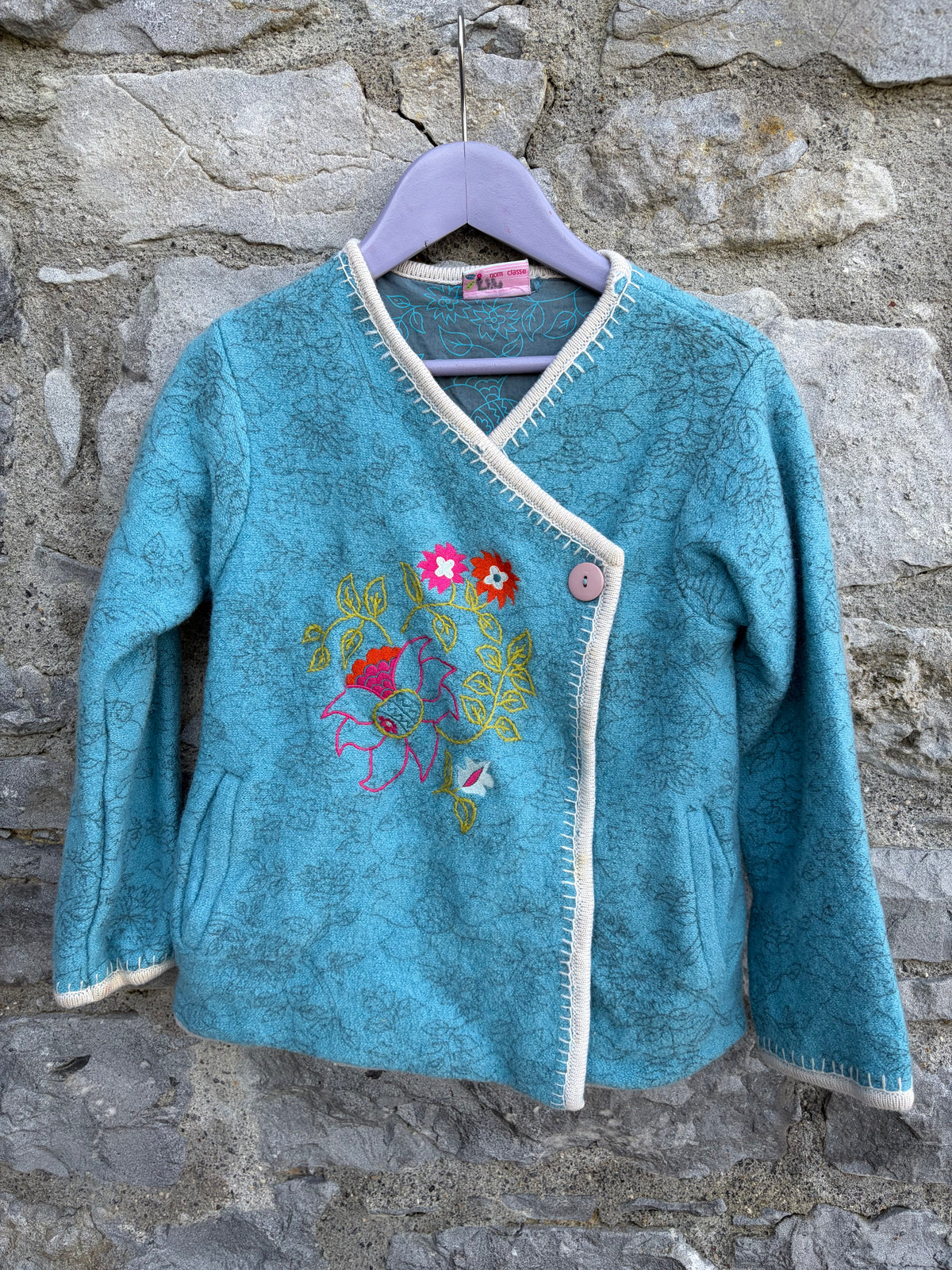 Aquamarine boiled wool cardigan 7-8y (122-128cm)