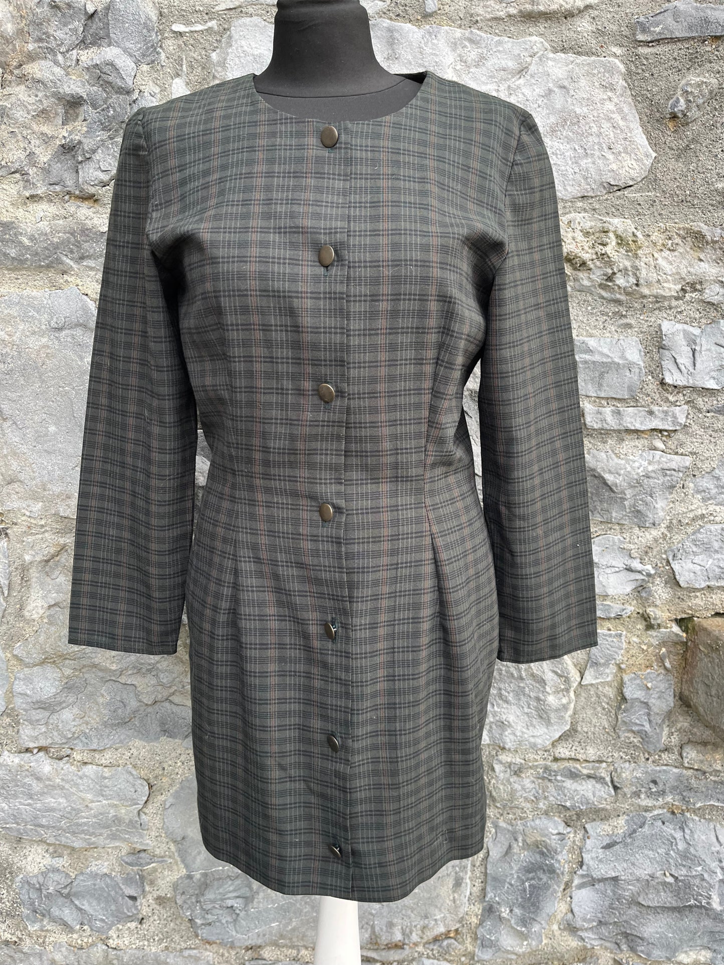 90s khaki tartan dress uk 8