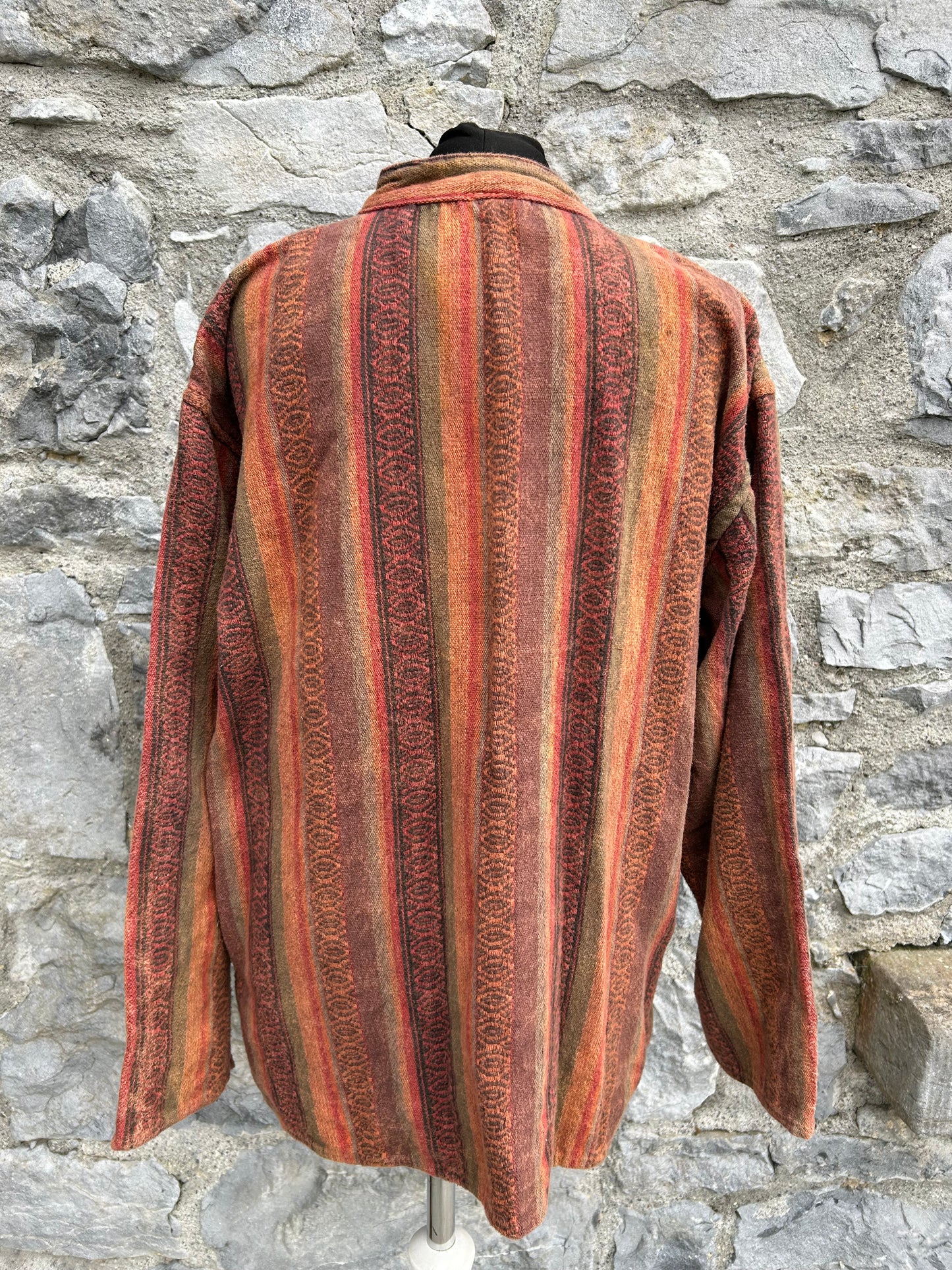 90s brown stripy shirt M/L