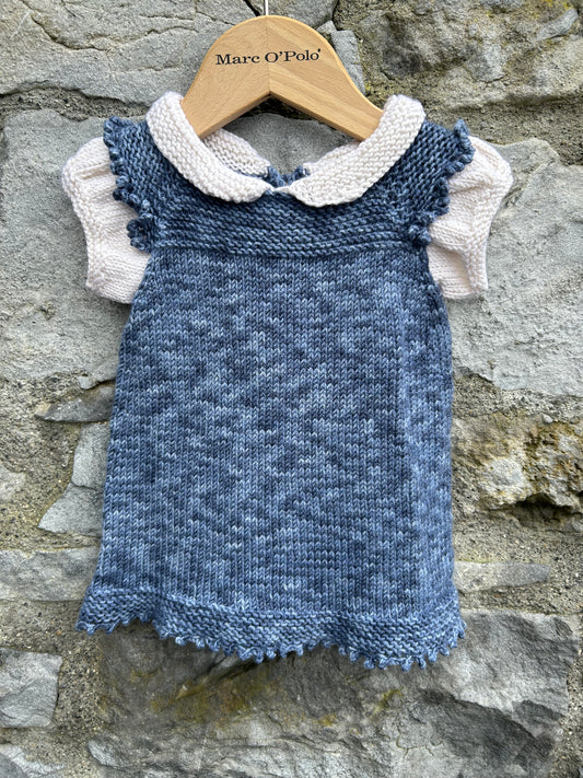 Navy knitted dress  3-6m (62-68cm)