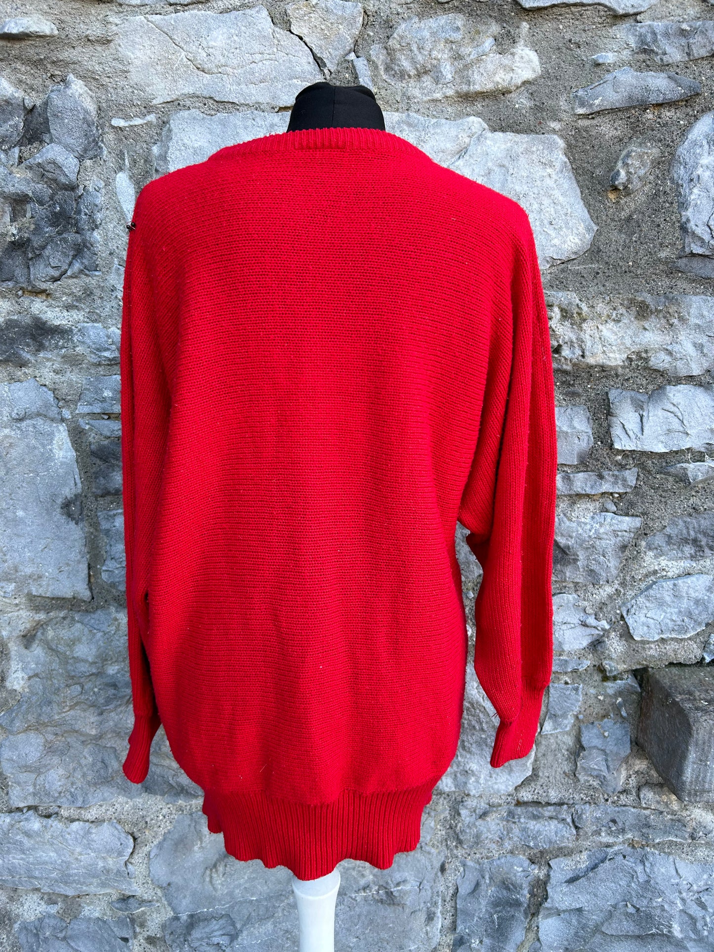 80s embroidered red jumper uk 10-12