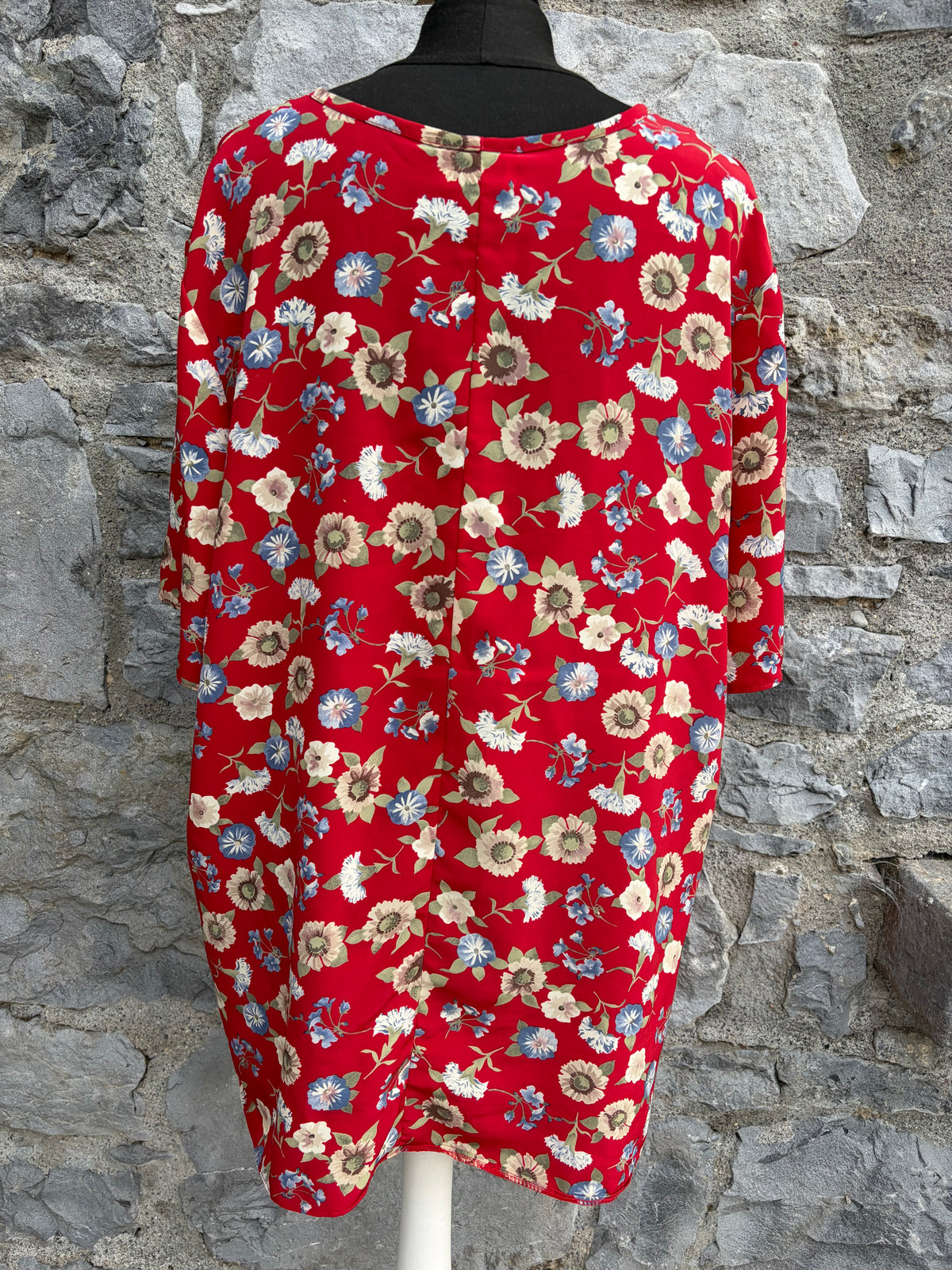 90s vibrant colored botanical red top uk 16-18