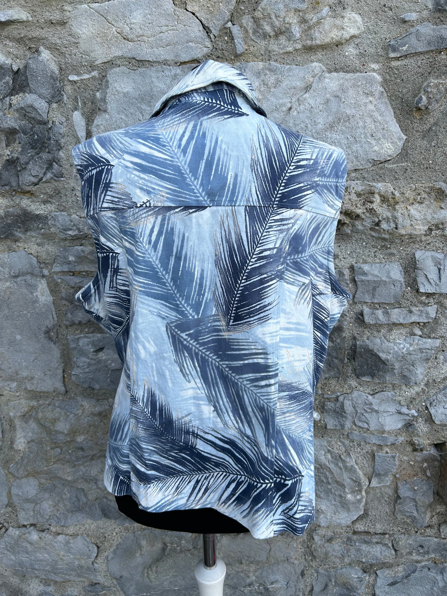 90s blue palm leaves gilet uk 12-14