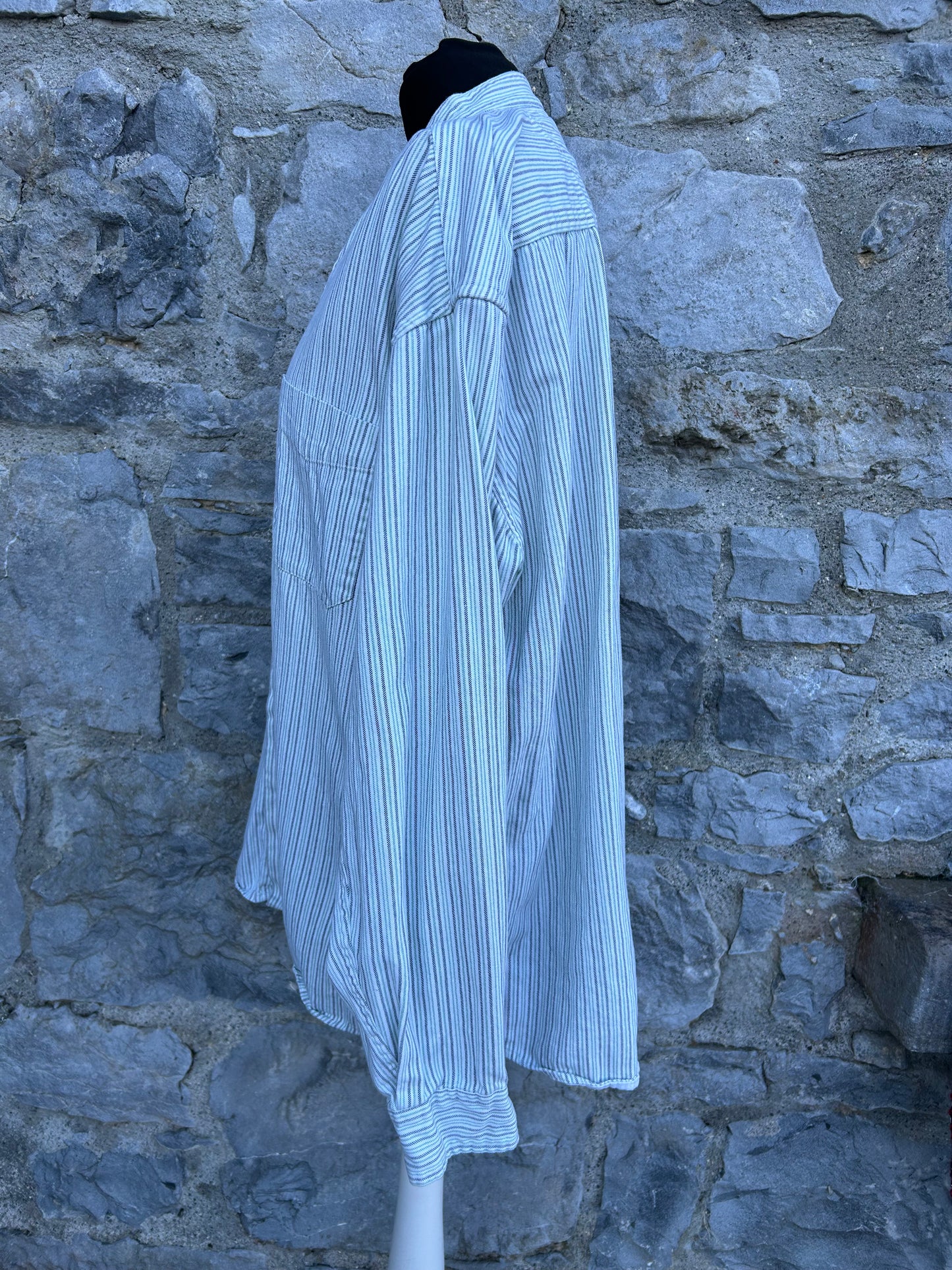 Stripy grandpa collar shirt XL