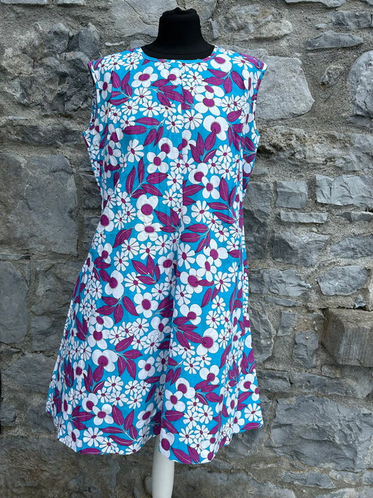 90s white flowers blue dress uk 12-14