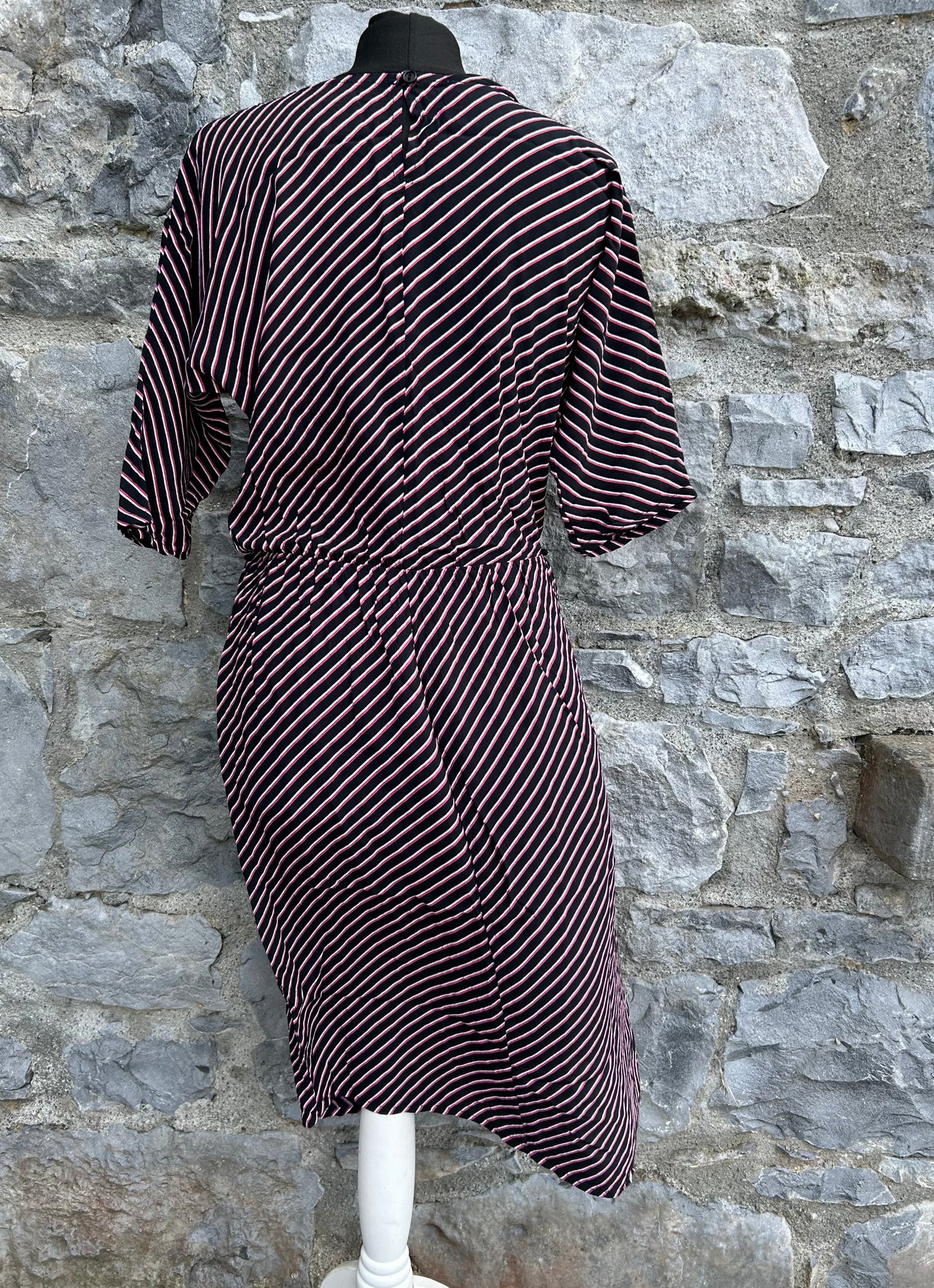 80s black&pink stripy dress  uk 10-12