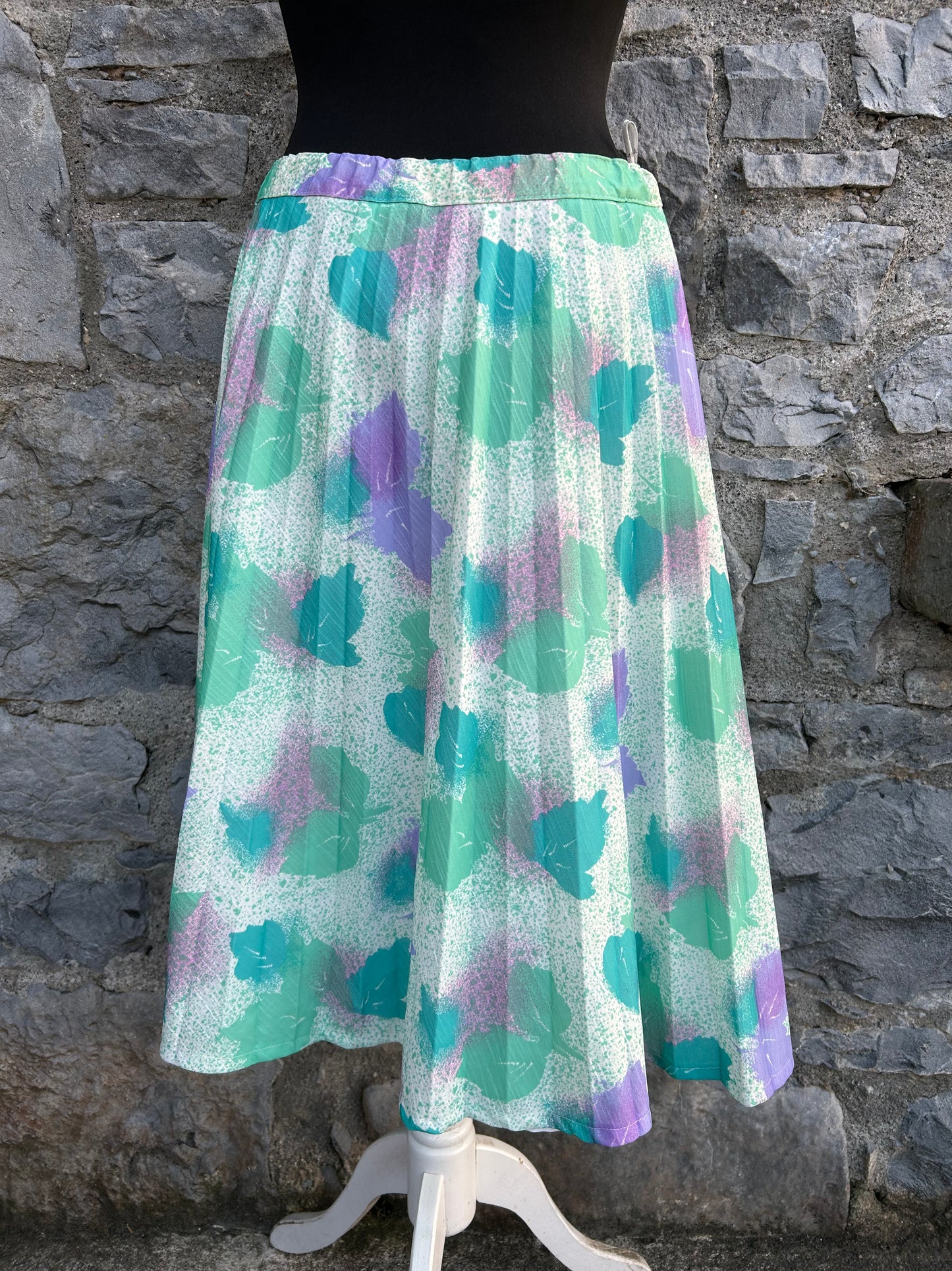 80s green&purple leaves skirt uk 12