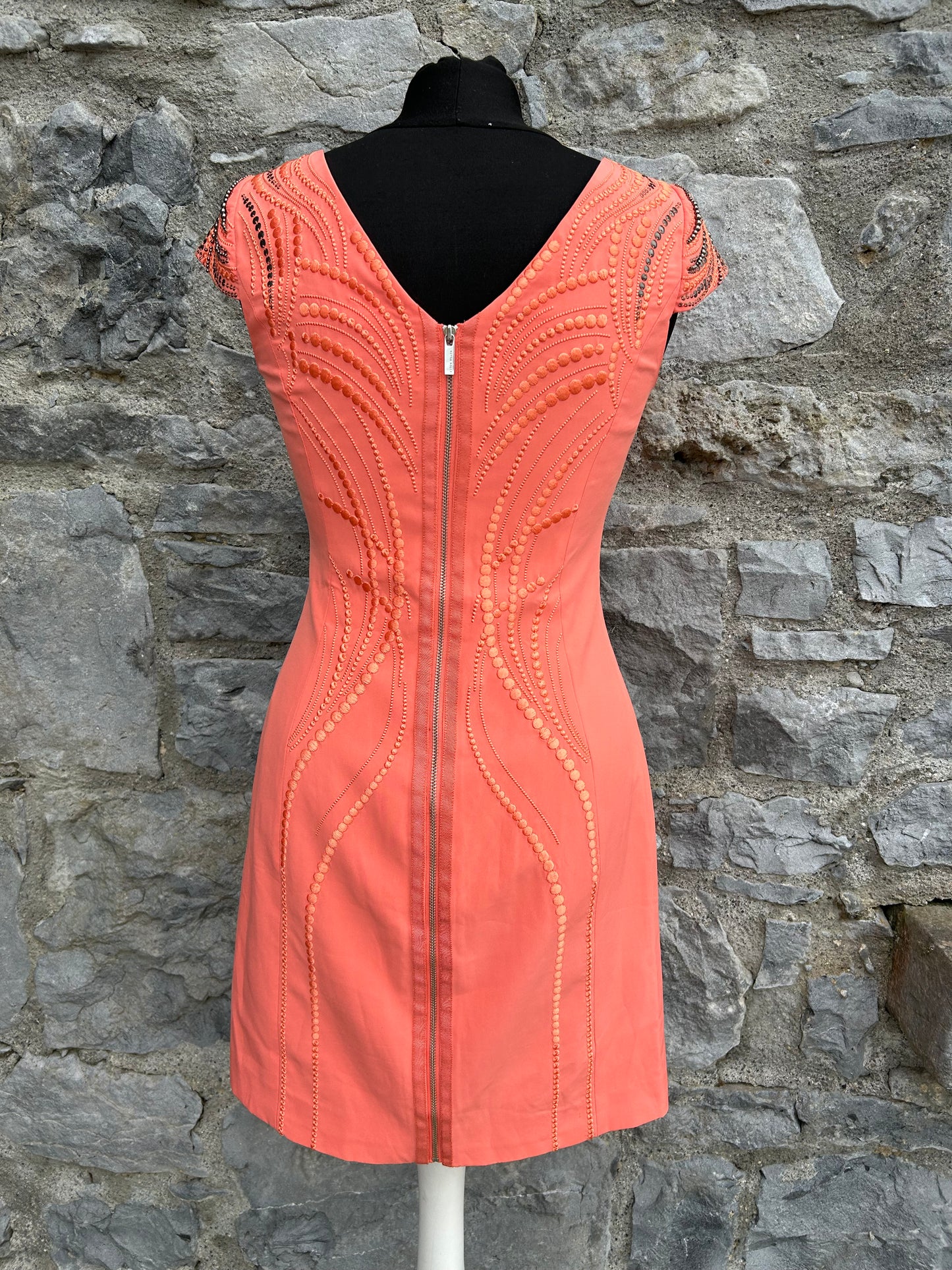 Orange beaded dress uk 8