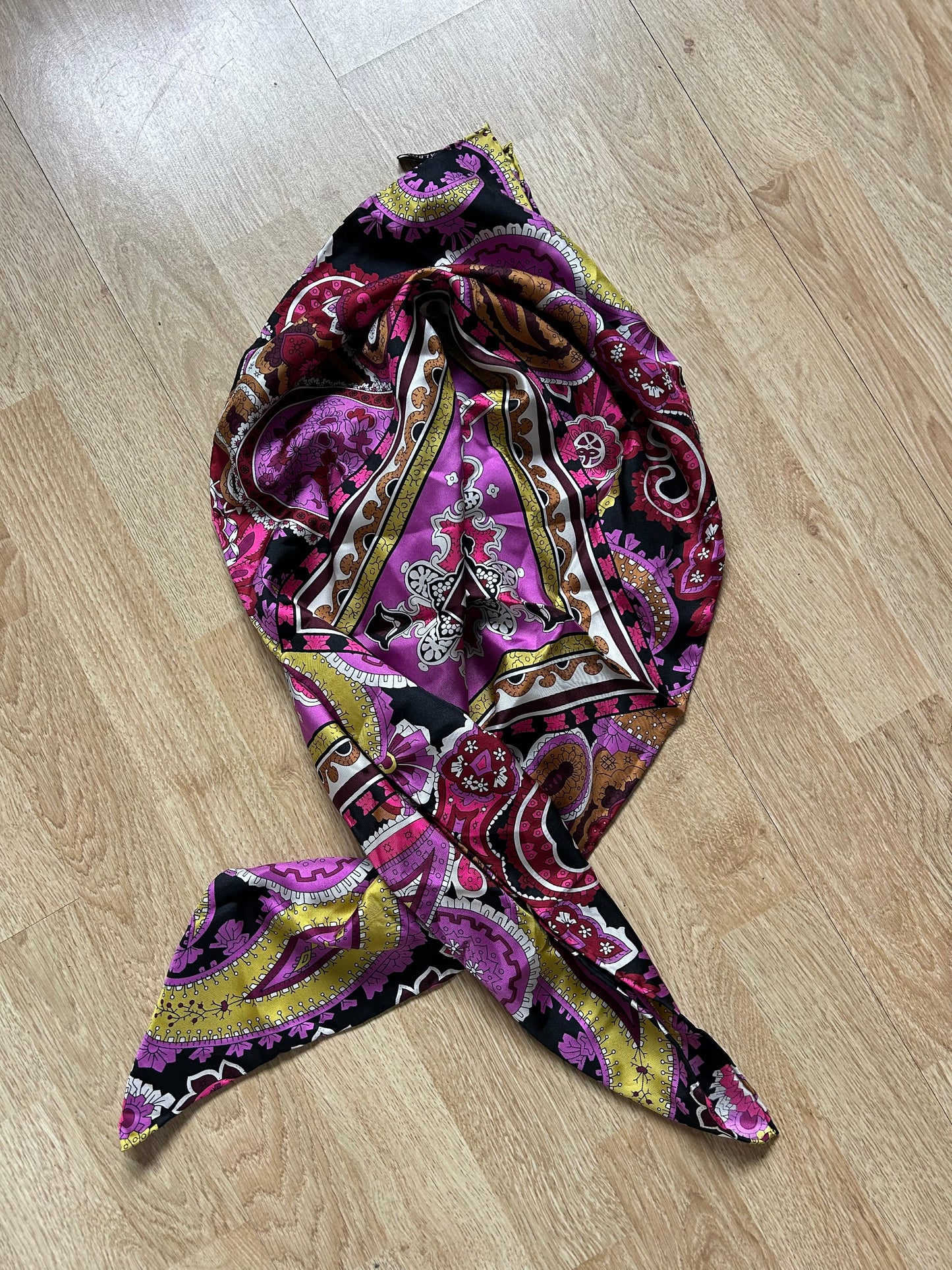 Purple paisley silk scarf