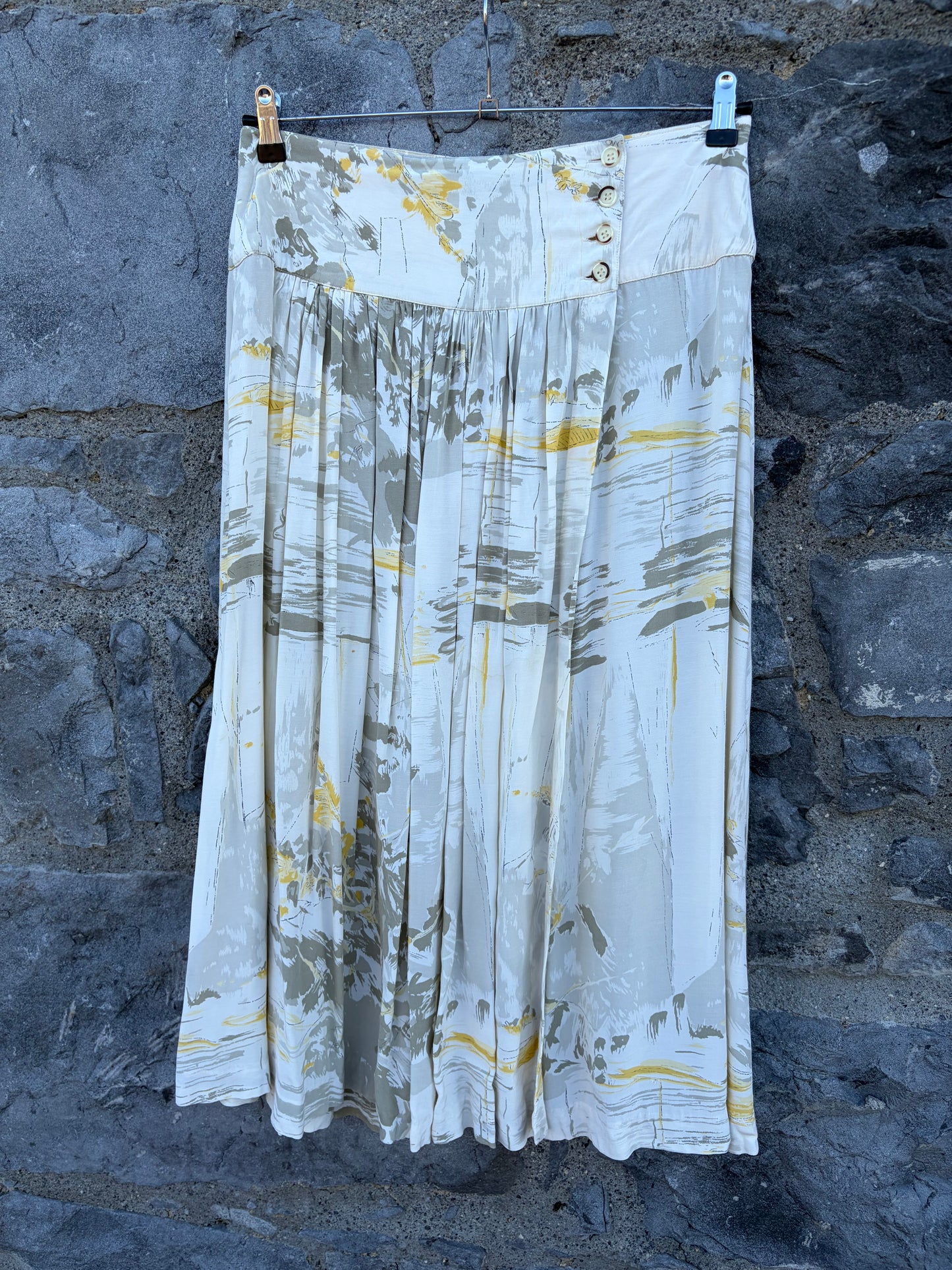 80s beige floral wrap skirt uk 12