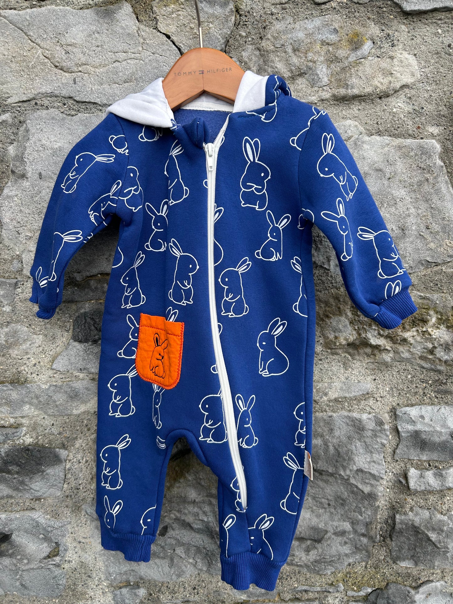 Blue bunnies hooded onesie 9m (74cm)