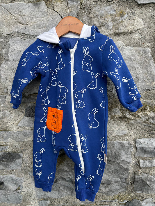 Blue bunnies hooded onesie 9m (74cm)