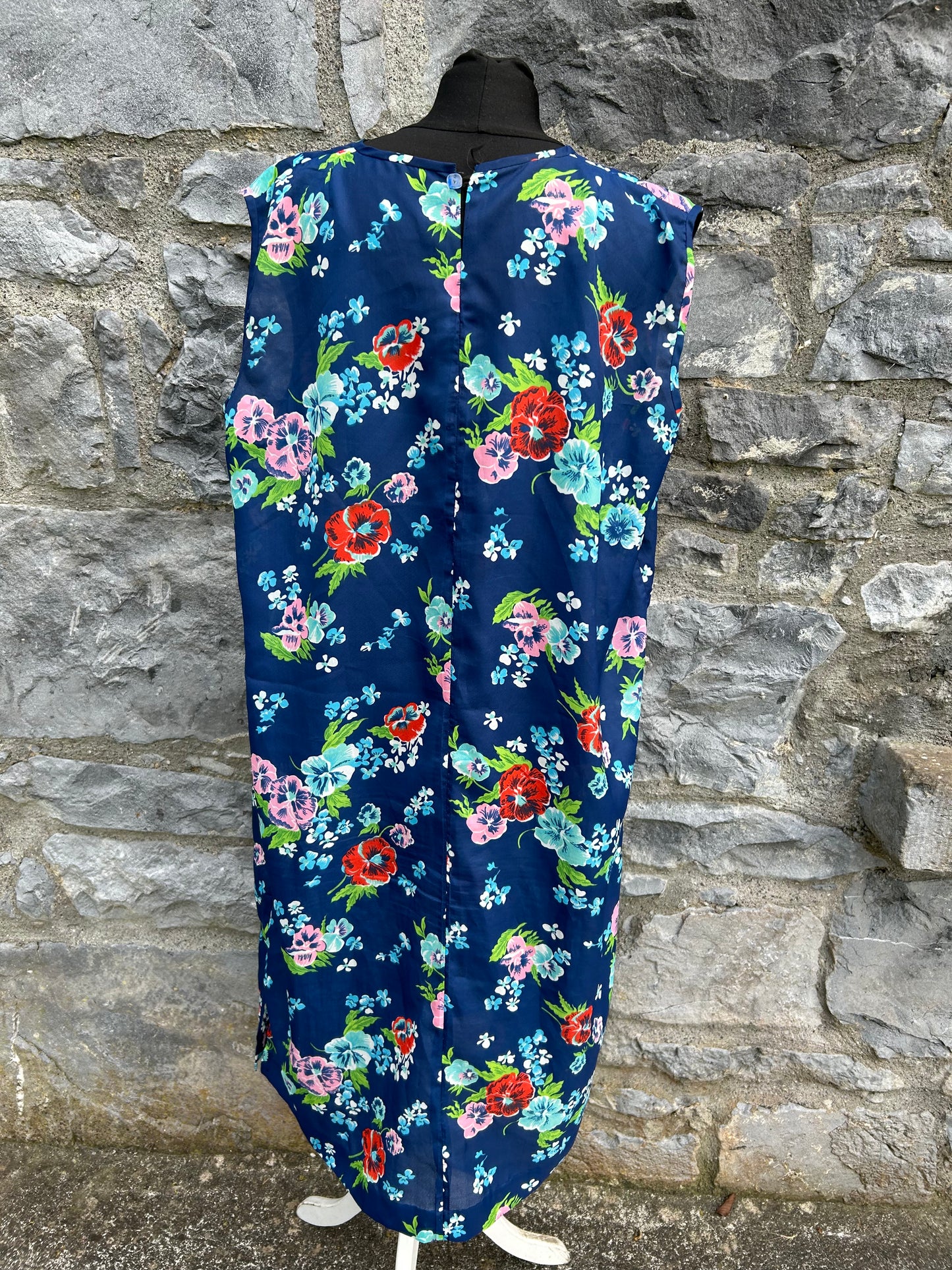 90s blue floral dress&open jacket uk 16-18