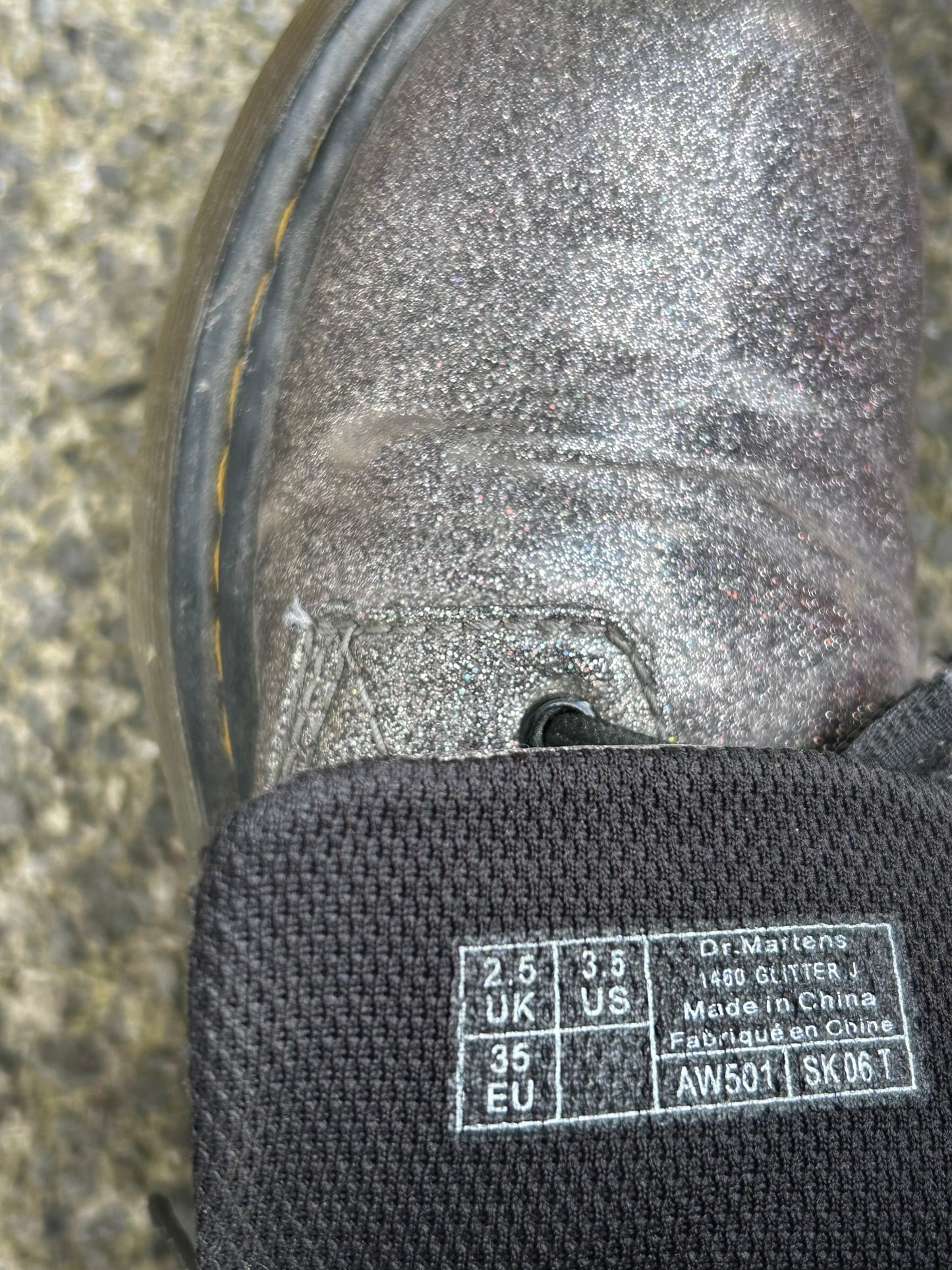 Silver glitter patent boots  uk 2.5 (eu 35)