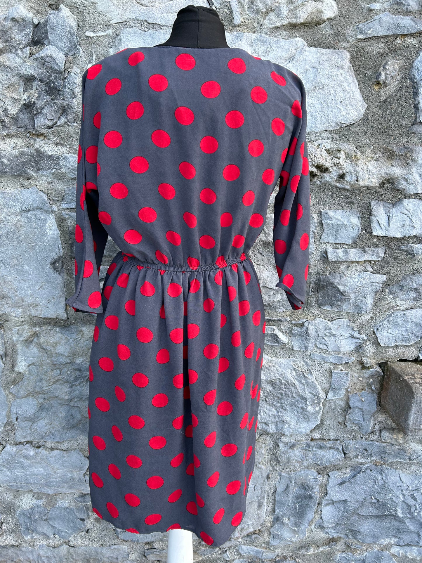 Red dots grey dress uk 10-12