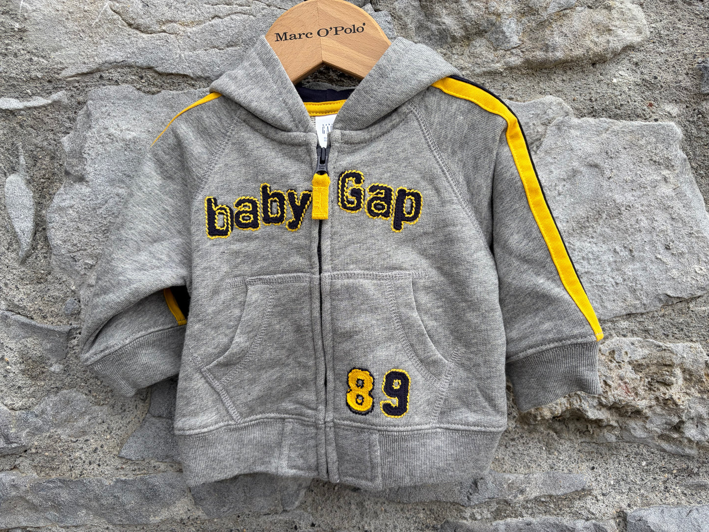 Grey&yellow hoodie  3-6m (62-68cm)