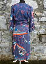 Load image into Gallery viewer, Blue patchwork floral maxi dress uk 8
