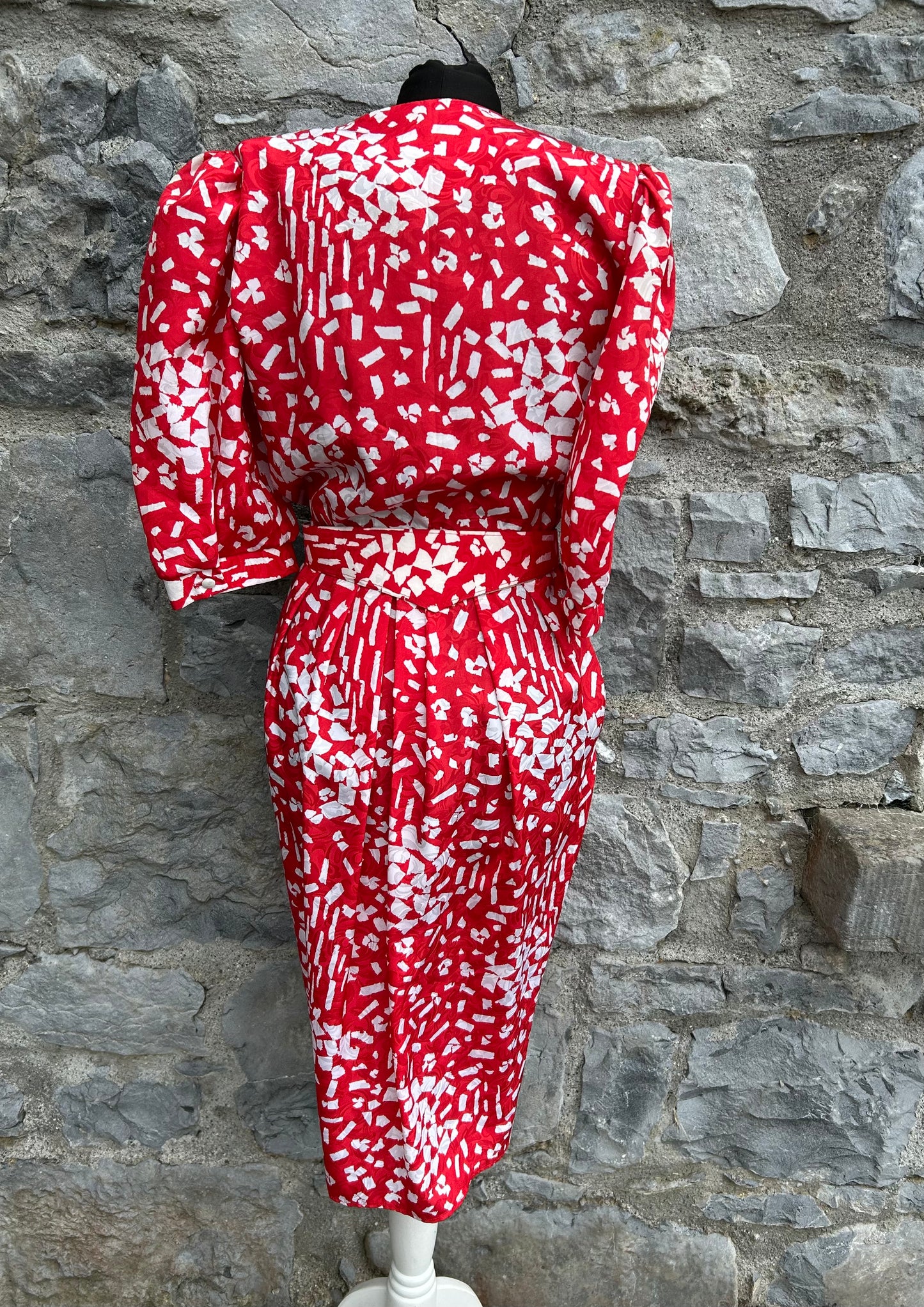 80s geometric red dress uk 8-10