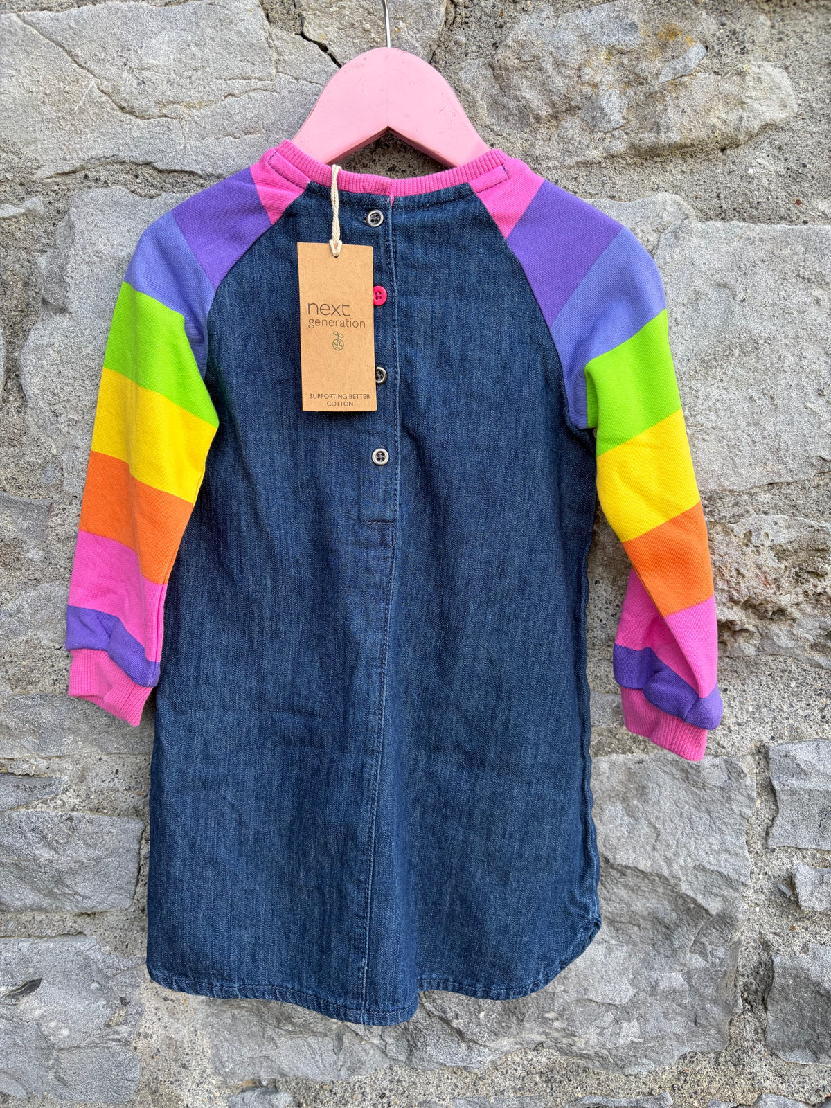Rainbow sleeves denim dress 2-3y (92-98cm)