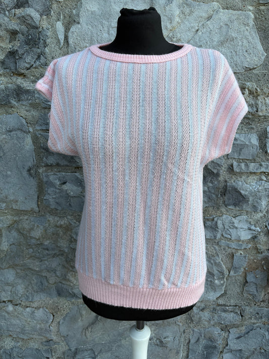 80s pink stripy knitted top uk 10