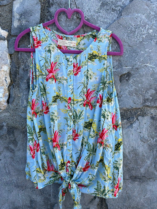 Tropical flowers sleeveless shirt  11-12y (146-152cm)