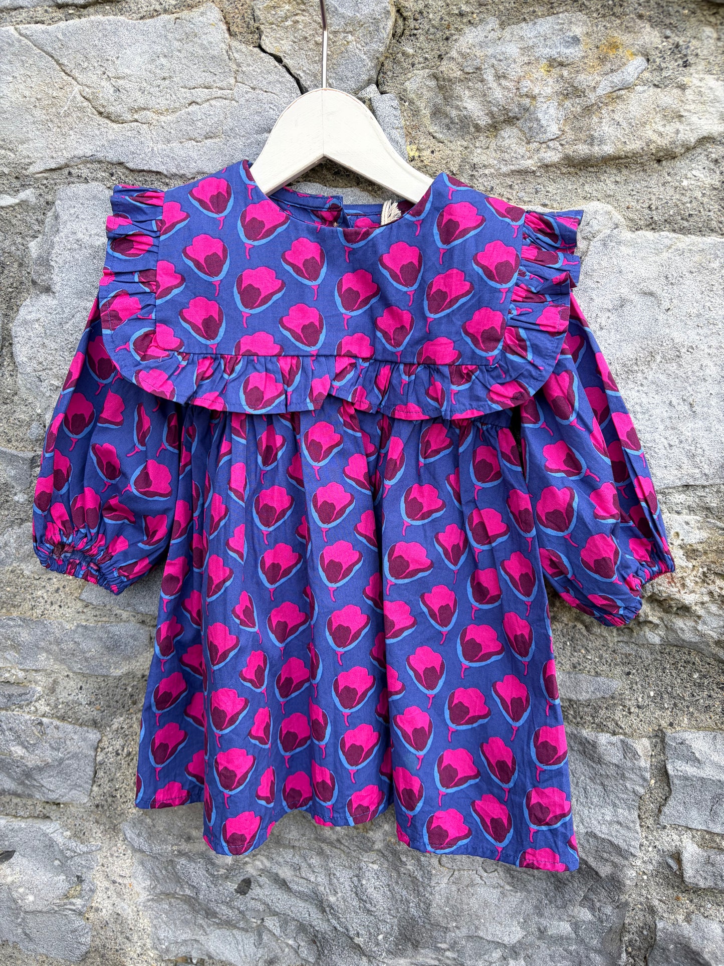 Pink tulips purple dress  6-9m (68-74cm)