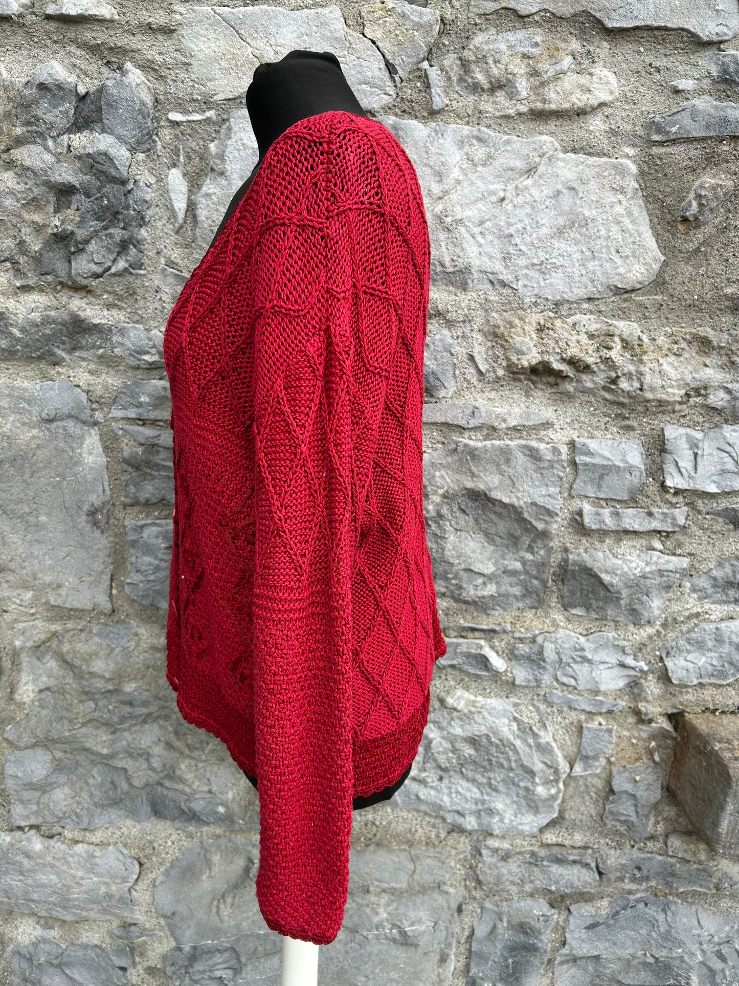 90s red diamonds cardigan uk 14