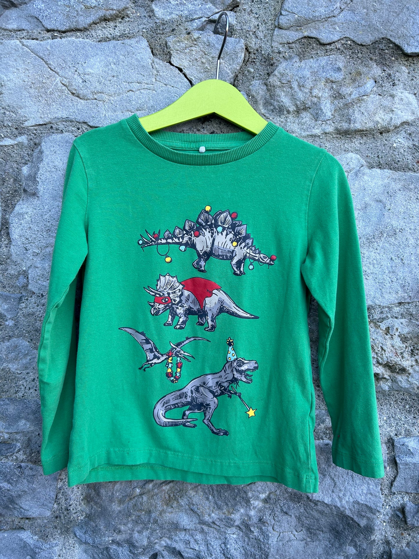 Christmas dinosaurs green top  4-5y (104-110cm)