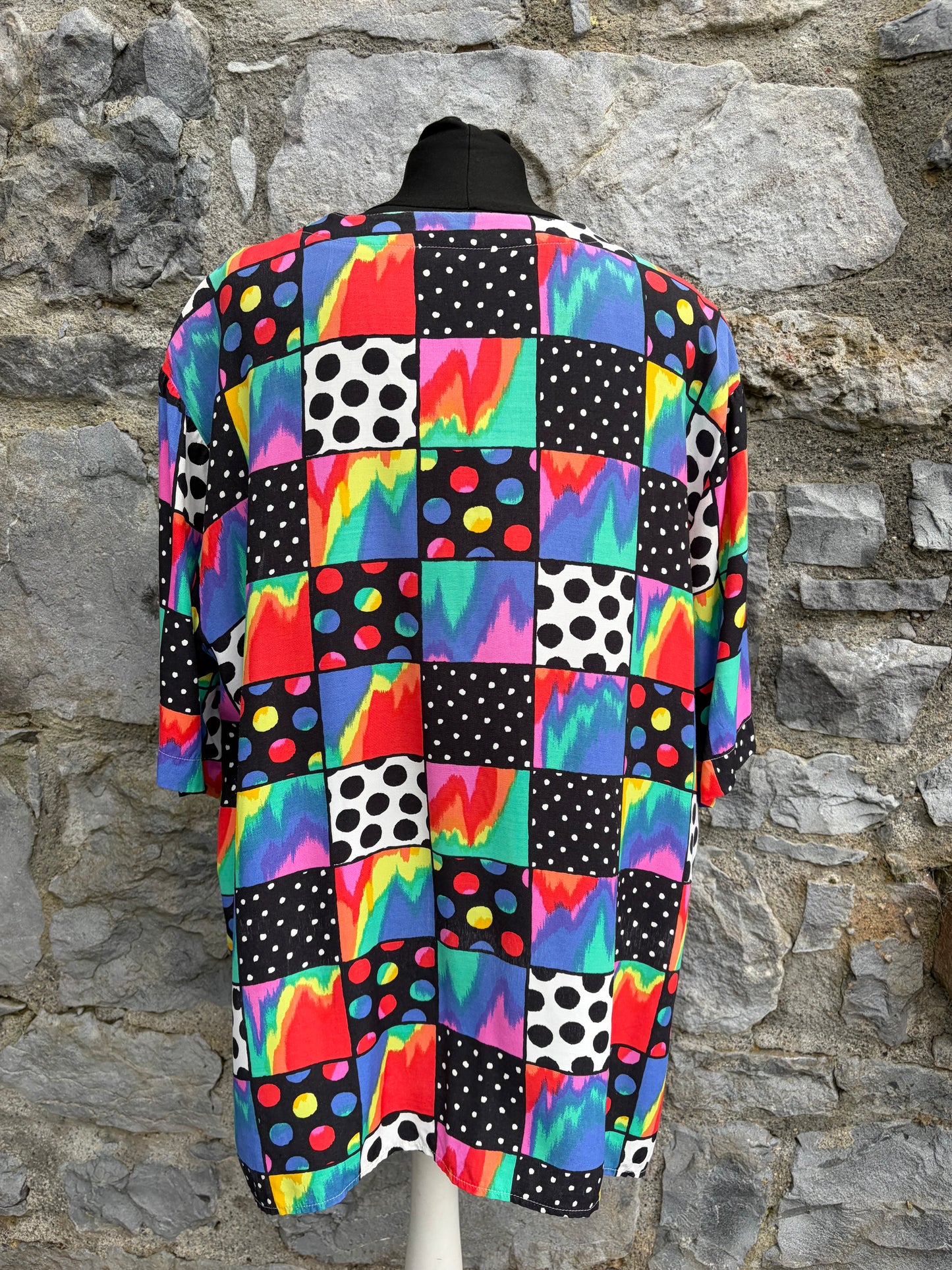 80s colourful patchwork shirt uk 16