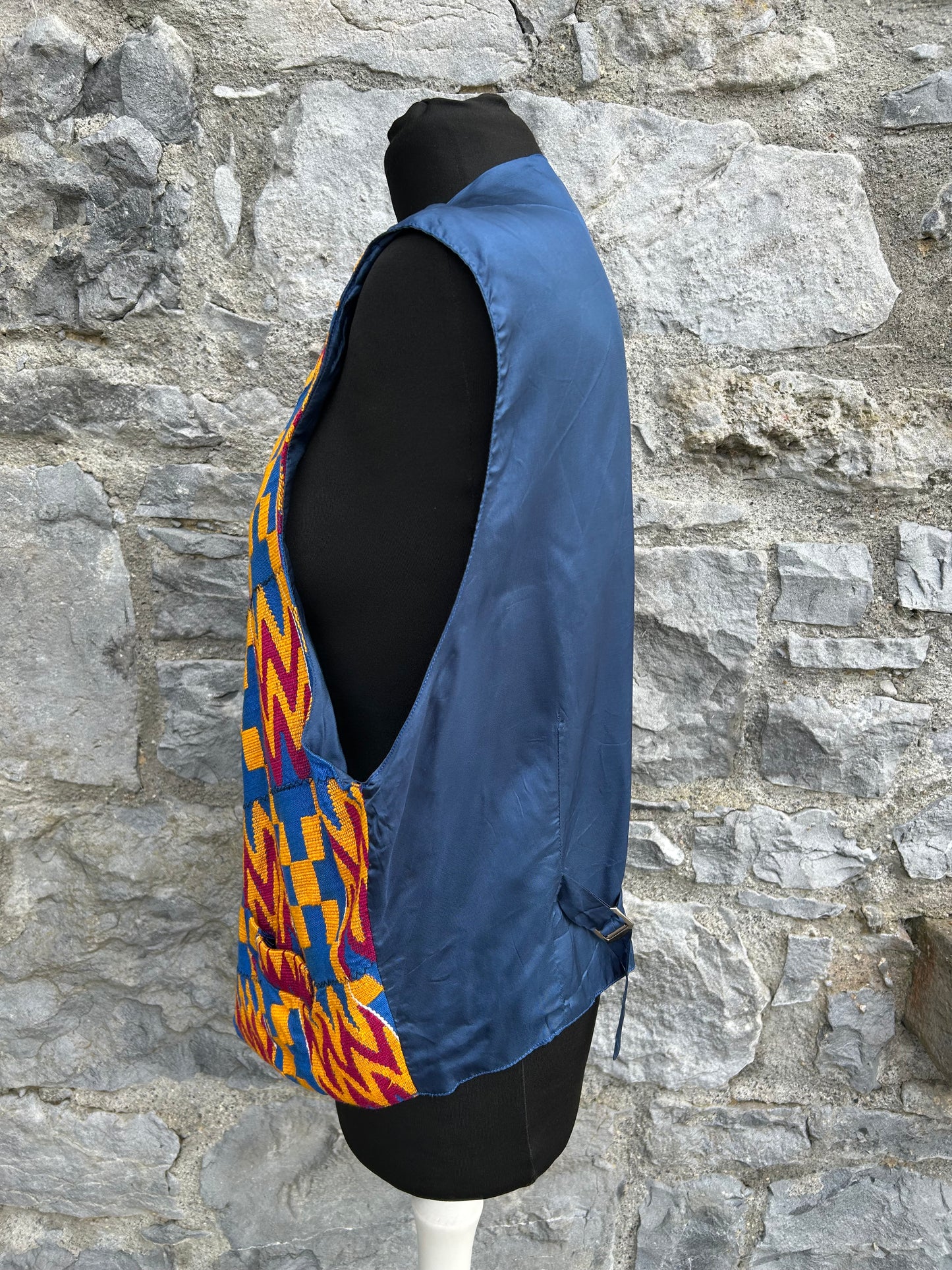80s orange&blue geometric waistcoat Large