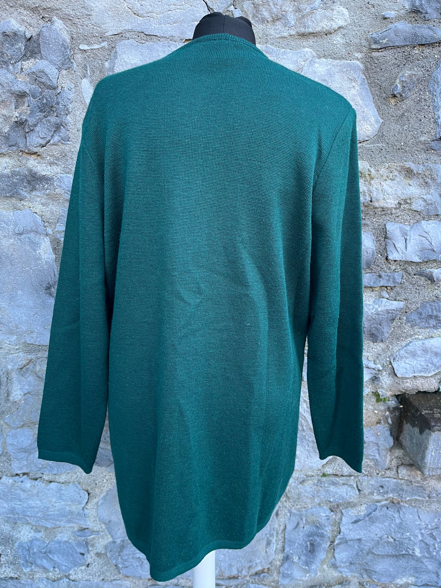 90s green long cardigan uk 14-16