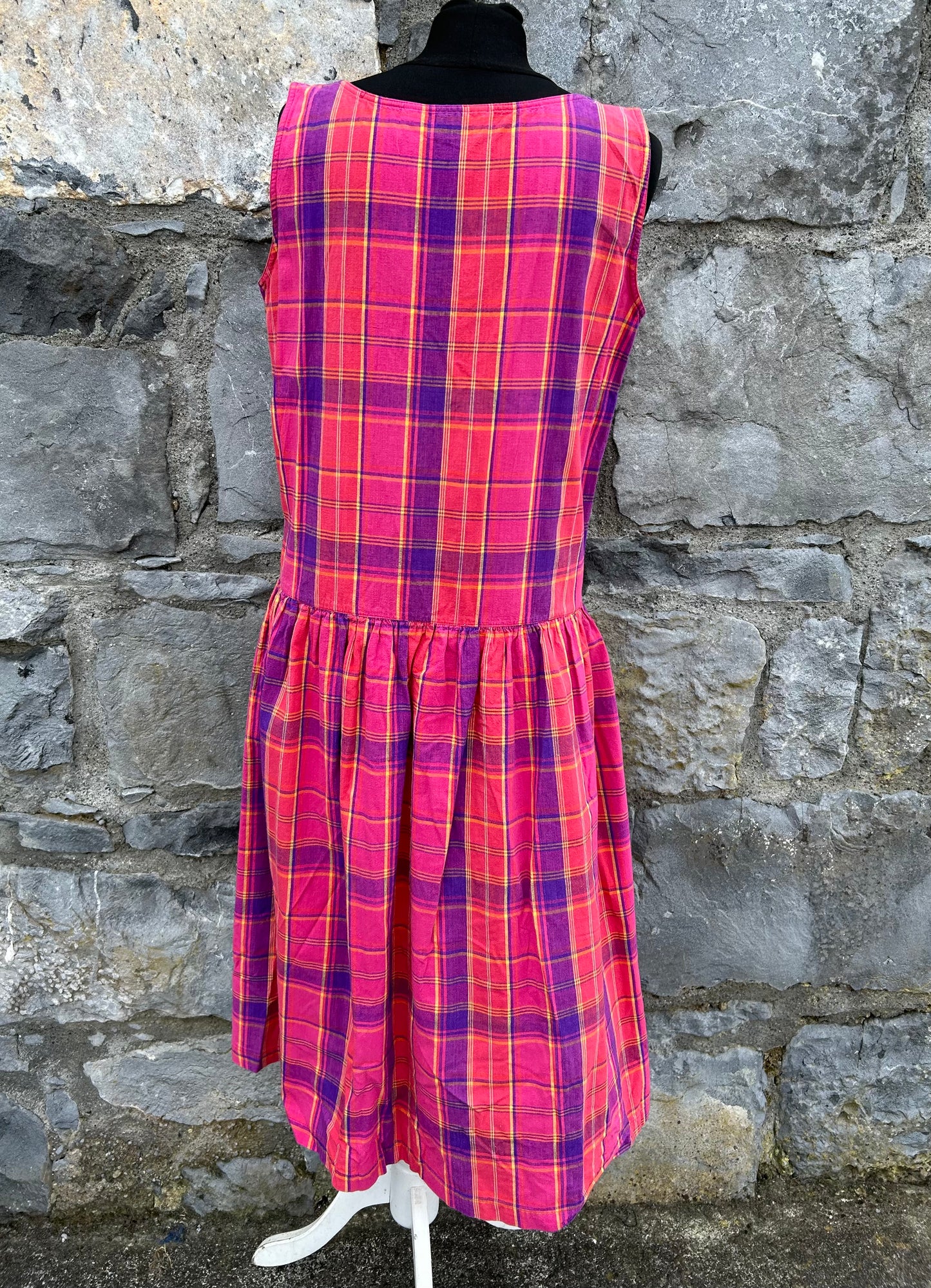 90s pink check dress uk 12